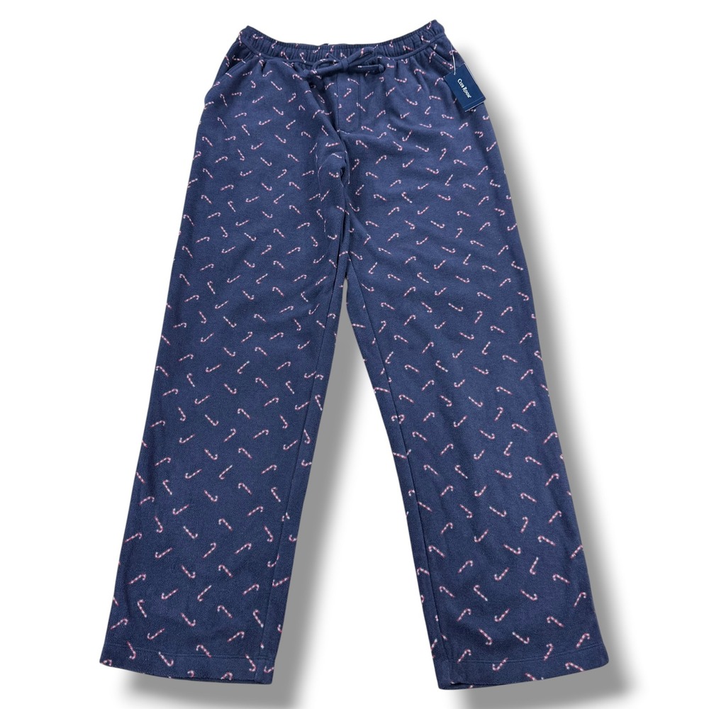 Club Room Fleece Pajama Pants Mens Small S Navy Blue Candy Cane